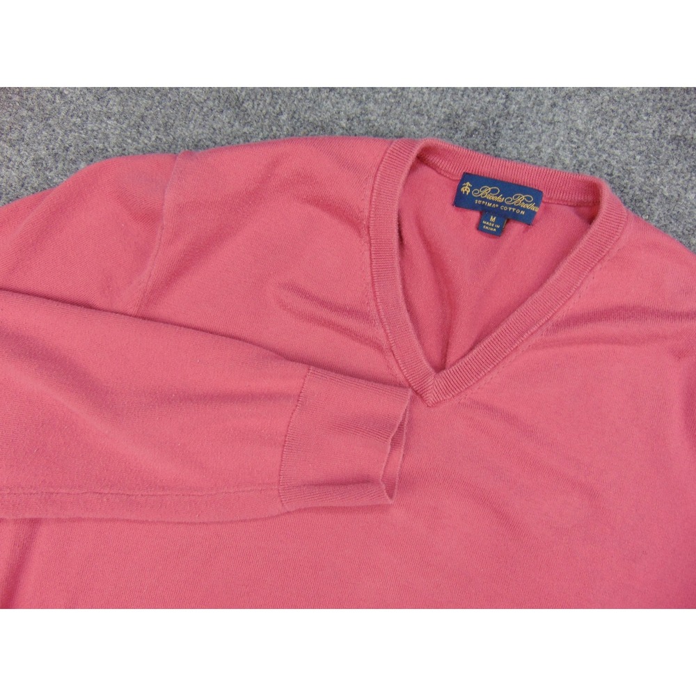 Brooks Brothers Sweater Mens Medium V-Neck Pink Solid Supima Cotton Preppy Ivy